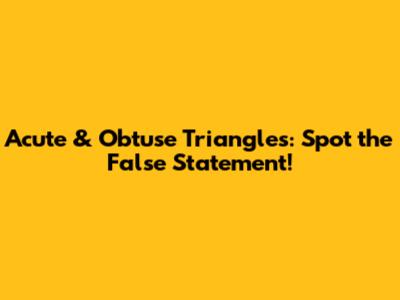 Acute & Obtuse Triangles: Spot the False Statement!