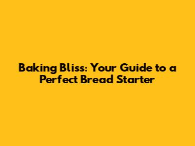 Baking Bliss: Your Guide to a Perfect Bread Starter