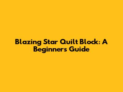 Blazing Star Quilt Block: A Beginner's Guide