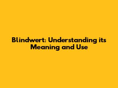 Blindwert: Understanding its Meaning and Use