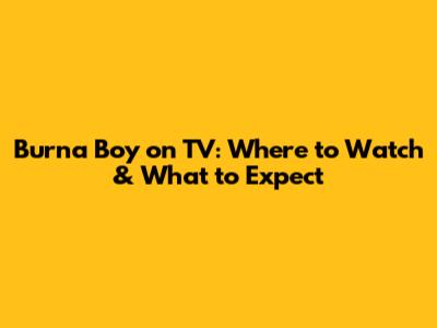Burna Boy on TV: Where to Watch & What to Expect