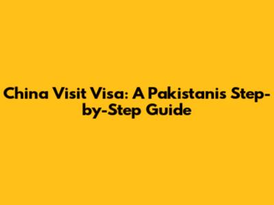China Visit Visa: A Pakistani's Step-by-Step Guide