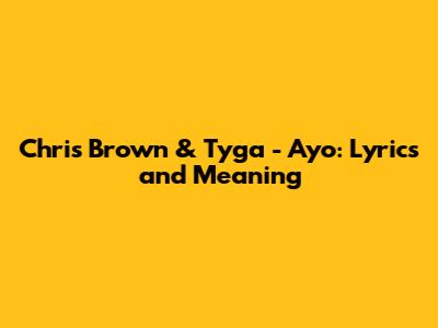Chris Brown & Tyga - Ayo: Lyrics and Meaning