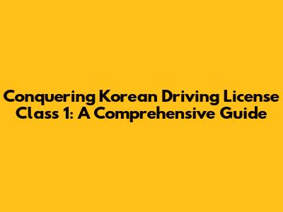 Conquering Korean Driving License Class 1: A Comprehensive Guide