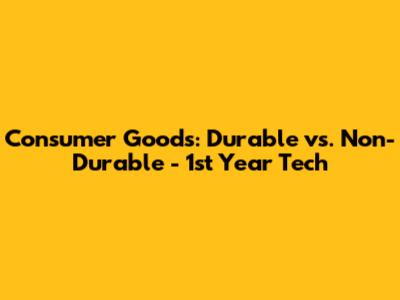 Consumer Goods: Durable vs. Non-Durable - 1st Year Tech