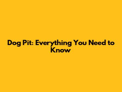 Dog Pit: Everything You Need to Know