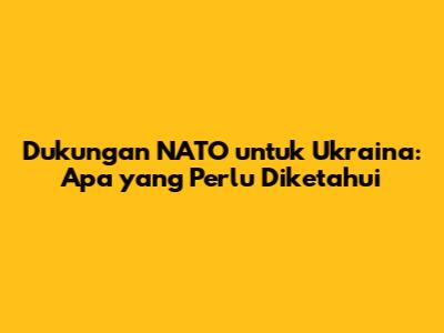 Dukungan NATO untuk Ukraina: Apa yang Perlu Diketahui