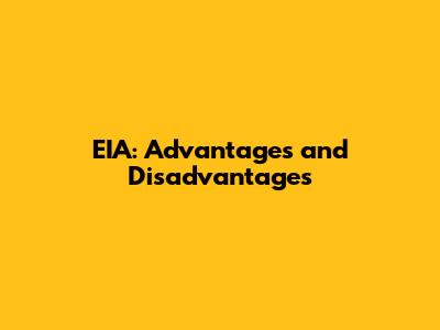 EIA: Advantages and Disadvantages