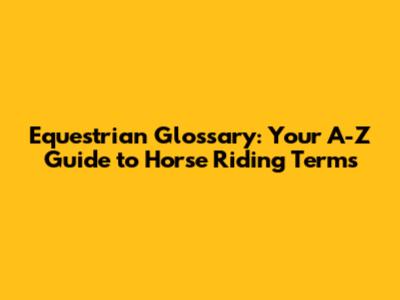 Equestrian Glossary: Your A-Z Guide to Horse Riding Terms