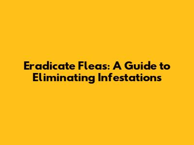 Eradicate Fleas: A Guide to Eliminating Infestations