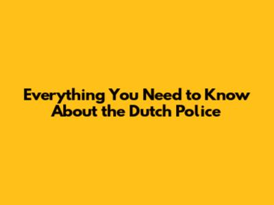 Everything You Need to Know About the Dutch Police