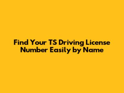 Find Your TS Driving License Number Easily by Name
