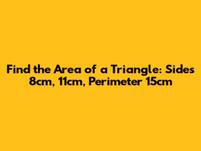 Find the Area of a Triangle: Sides 8cm, 11cm, Perimeter 15cm