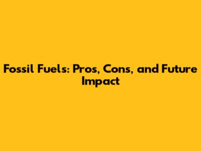Fossil Fuels: Pros, Cons, and Future Impact