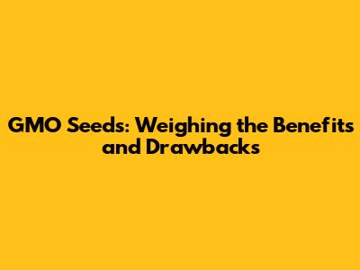 GMO Seeds: Weighing the Benefits and Drawbacks