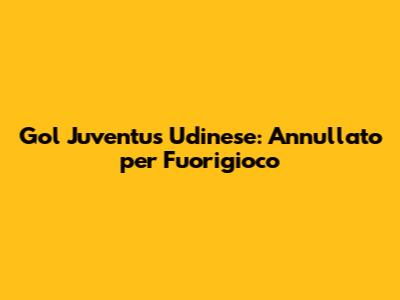 Gol Juventus Udinese: Annullato per Fuorigioco