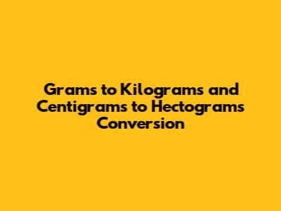 Grams to Kilograms and Centigrams to Hectograms Conversion