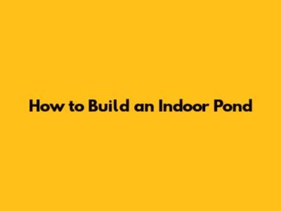 How to Build an Indoor Pond