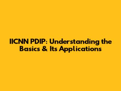 IICNN PDIP: Understanding the Basics & Its Applications