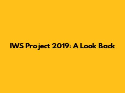 IWS Project 2019: A Look Back