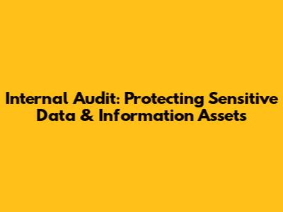 Internal Audit: Protecting Sensitive Data & Information Assets
