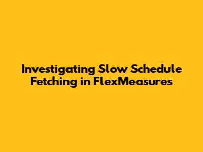 Investigating Slow Schedule Fetching in FlexMeasures