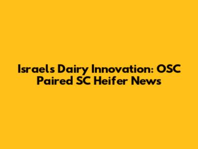 Israel's Dairy Innovation: OSC Paired SC Heifer News