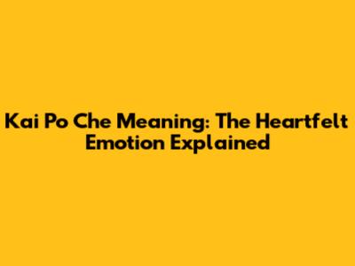 Kai Po Che Meaning: The Heartfelt Emotion Explained