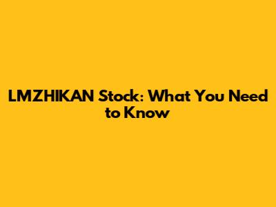 LMZHIKAN Stock: What You Need to Know