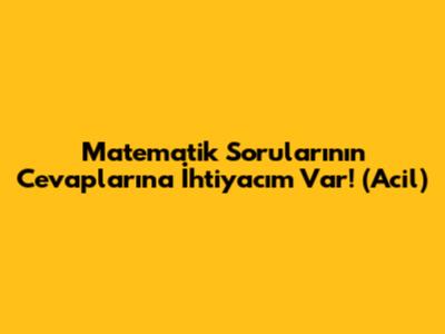Matematik Sorularının Cevaplarına İhtiyacım Var! (Acil)