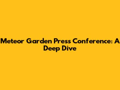Meteor Garden Press Conference: A Deep Dive