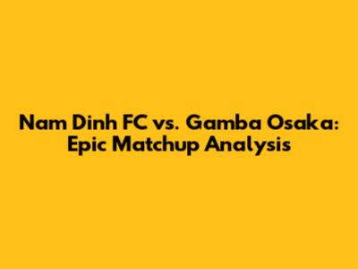 Nam Dinh FC vs. Gamba Osaka: Epic Matchup Analysis