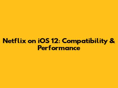 Netflix on iOS 12: Compatibility & Performance