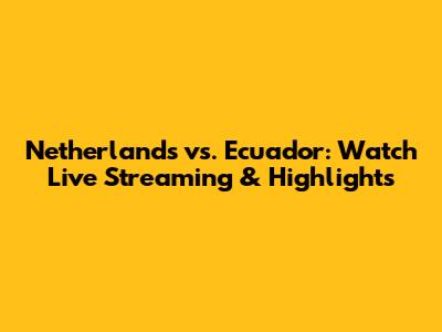 Netherlands vs. Ecuador: Watch Live Streaming & Highlights