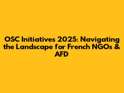OSC Initiatives 2025: Navigating the Landscape for French NGOs & AFD