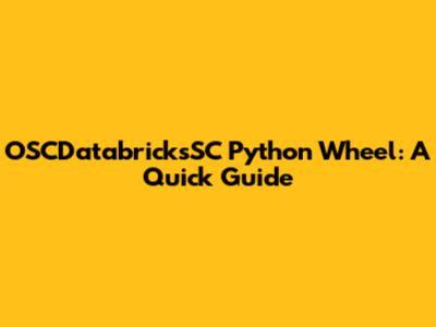 OSCDatabricksSC Python Wheel: A Quick Guide