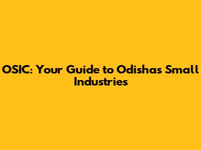 OSIC: Your Guide to Odisha's Small Industries