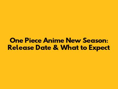 One Piece Anime New Season: Release Date & What to Expect