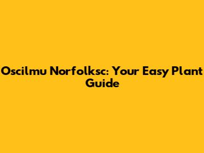 Oscilmu Norfolksc: Your Easy Plant Guide