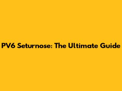 PV6 Seturnose: The Ultimate Guide