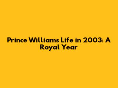 Prince William's Life in 2003: A Royal Year