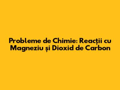 Probleme de Chimie: Reacții cu Magneziu și Dioxid de Carbon