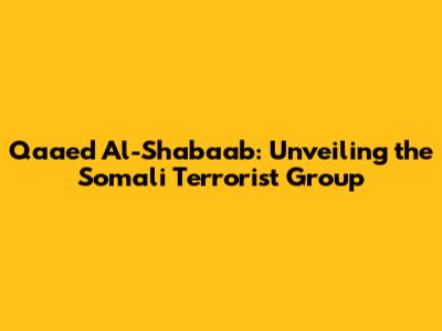 Qaaed Al-Shabaab: Unveiling the Somali Terrorist Group
