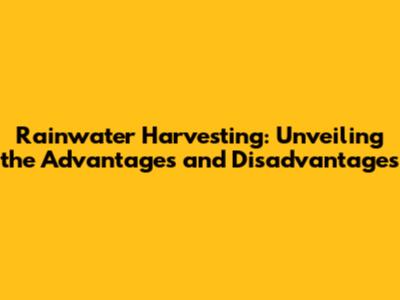 Rainwater Harvesting: Unveiling the Advantages and Disadvantages
