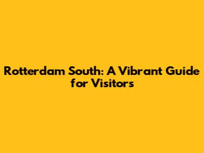 Rotterdam South: A Vibrant Guide for Visitors