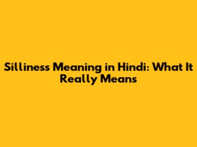 Silliness Meaning in Hindi: What It Really Means