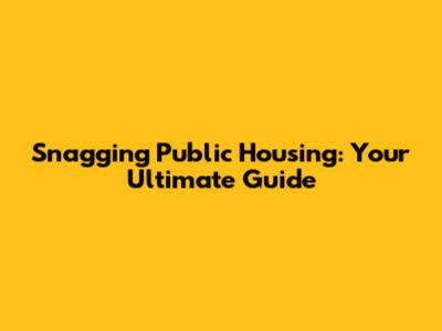 Snagging Public Housing: Your Ultimate Guide