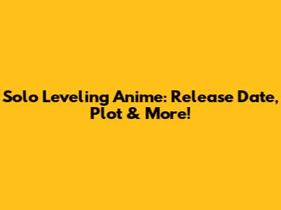 Solo Leveling Anime: Release Date, Plot & More!