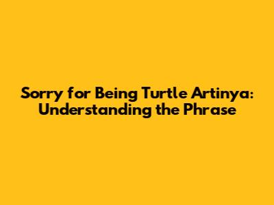Sorry for Being Turtle Artinya: Understanding the Phrase