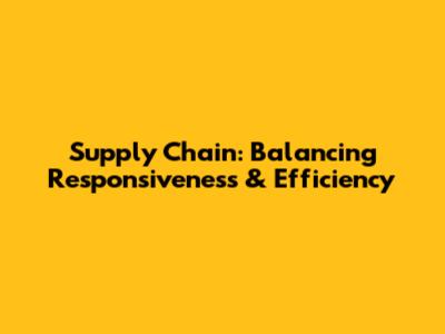 Supply Chain: Balancing Responsiveness & Efficiency